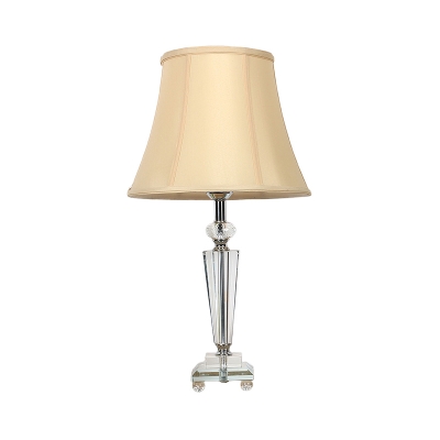 1 Head Study Task Lighting Modernism Beige Small Desk Lamp with Bell Fabric Shade