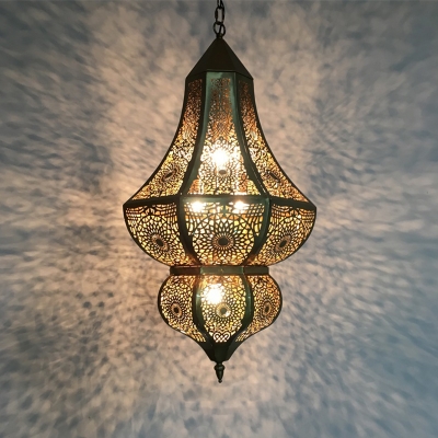 5 Bulbs Metal Chandelier Light Arabian Brass Curvy Restaurant Ceiling Hang Fixture