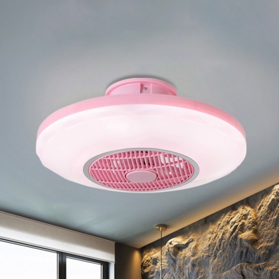 Circle Acrylic Flush Mount Lighting Modernist White/Blue/Pink LED Pendant Lamp Fixture for Living Room, 19.5