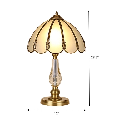 Frosted Glass Umbrella Table Light Modern 1 Bulb Small Desk Lamp in Gold for Study