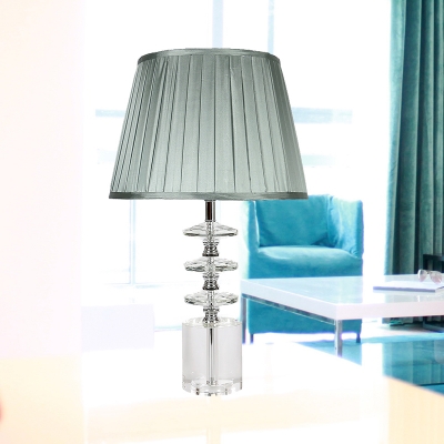 Grey Barrel Desk Light Modernism 1 Bulb Fabric Table Lamp with Clear Crystal Base