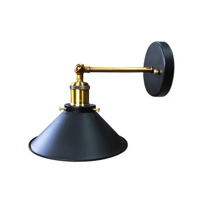 Metal Conical Sconce Lighting Farmhouse, Corner Wall Lamp Plug In