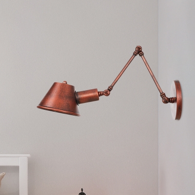 Rust 1-Head Sconce Lamp Farmhouse Iron Bell Wall Mount Light with 6