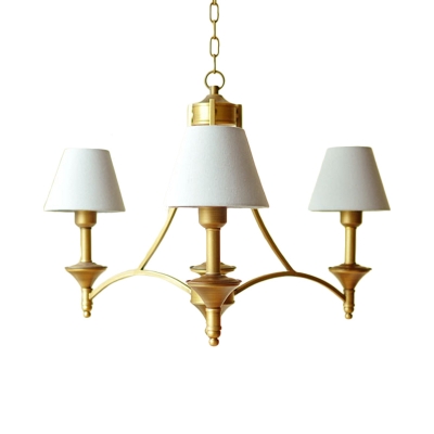 Tapered Shade Suspension Light 3 Lights Traditional Metal Chandelier in Gray Blue/Green/Off-White for Bedroom