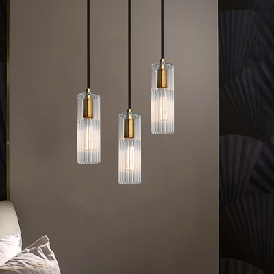 Tubular Hanging Lighting Simple White Prismatic Glass 1 Light Bedroom Ceiling Pendant Lamp