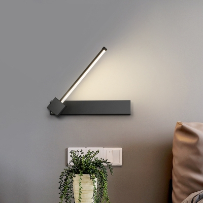 White/Black Rectangle and Line Sconce Modernist Acrylic Adjustable LED Wall Mount Fixture in White/Warm Light
