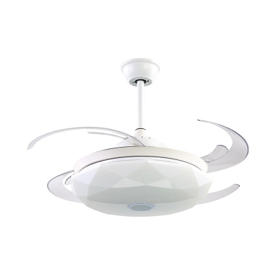 White Geometric Pendant Fan Lamp Contemporary 48