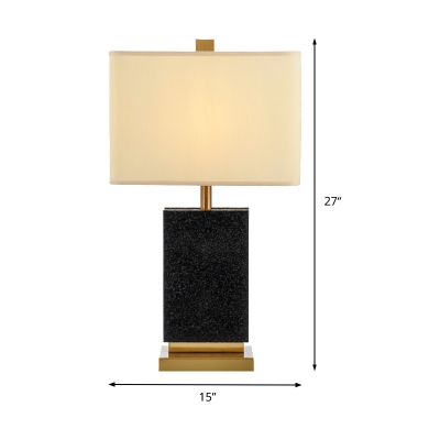 1 Bulb Bedroom Table Light Modern Black Small Desk Lamp with Rectangle Fabric Shade