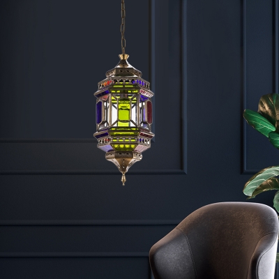 Arabian Lantern Chandelier Pendant Light 3 Lights Metal Ceiling Suspension Lamp in Brass