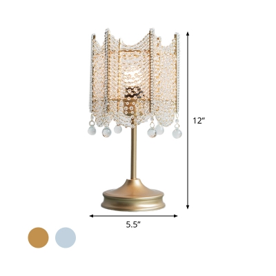 Bead Table Light Contemporary Clear Crystal 1 Bulb Gold/Silver Small Desk Lamp, 5.5