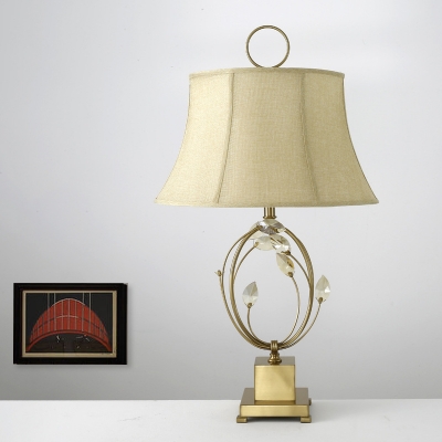 Bell Reading Lamp Contemporary Fabric 1 Bulb Task Lighting in Gold for Living Room