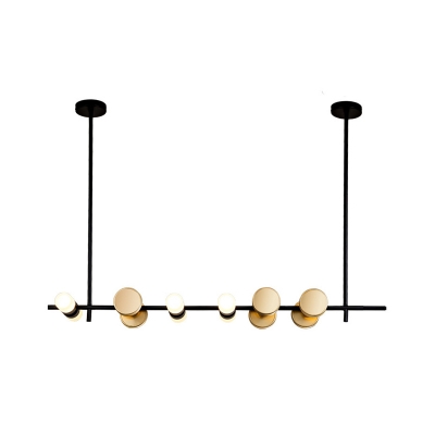 Black Linear Hanging Chandelier Minimalist 6-Light Metallic Suspended Pendant Lamp for Restaurant