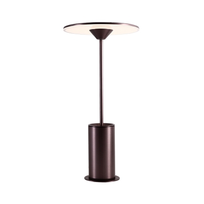Brown Circular Nightstand Lamp Contemporary LED Metal Reading Book Light for Bedside