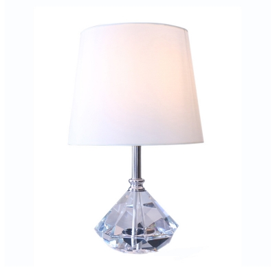 Contemporary Diamond Table Light Faceted Crystal 1 Head Small Desk Lamp in White