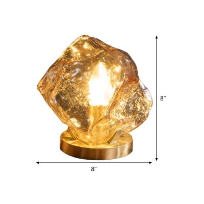 Contemporary Geometrical Desk Light Clear Crystal 1 Bulb Night Table Lamp in Gold
