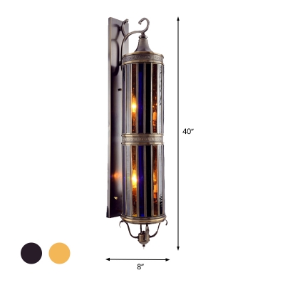 Cylindrical Metal Wall Sconce Light Decorative 1 Bulb Outdoor Wall Mount Lighting in Brass/Bronze