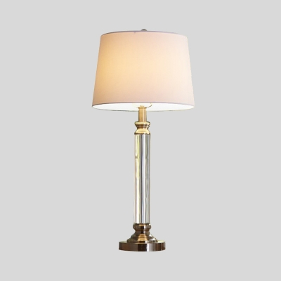Fabric Barrel Table Light Contemporary 1 Bulb Gold Small Desk Lamp with Metal Base