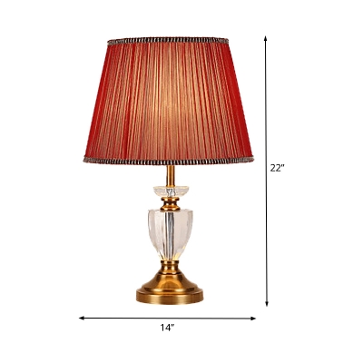Fabric Conical Study Lamp Modernism 1 Bulb Task Lighting in Gold for Living Room