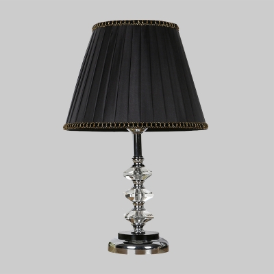 Fabric Tapered Nightstand Lamp Modernist 1 Bulb Task Lighting in Black for Bedside