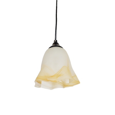 Flower Bedroom Suspension Light White Frosted Glass 1 Head Modernist Pendant Ceiling Lamp