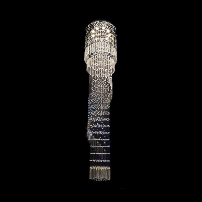 Gold Cascade Cluster Pendant Light Minimalist 9 Lights Clear K9 Crystal LED Suspension Lamp