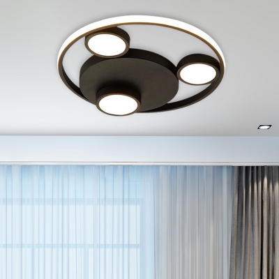 LED Bedroom Flushmount Modernism Black Finish Ceiling Flush with Bear Head Acrylic Shade