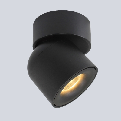 LED Living Room Flush Mounted Light Minimalist Black Adjustable Flush Lamp with Cylinder Aluminum Shade in Warm/Natural Light