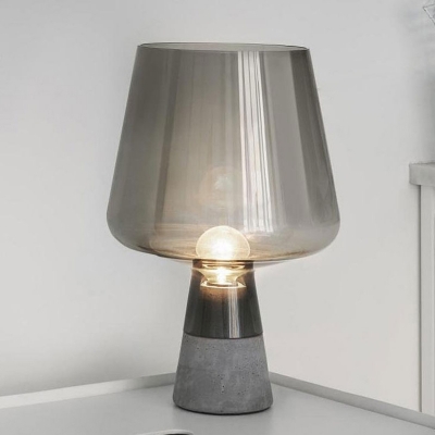 Modernism Cup Nightstand Lamp Smoke Gray/Cognac Glass 1 Head Living Room Reading Book Light
