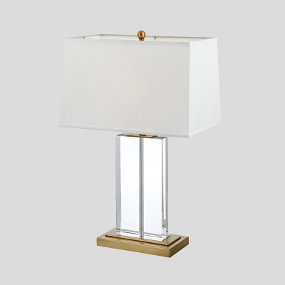 Modernism Rectangle Task Lighting Hand-Cut Crystal 1 Bulb Small Desk Lamp in White