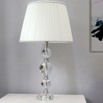 Modernism Spherical Task Lighting Hand-Cut Crystal 1 Bulb Nightstand Lamp in White