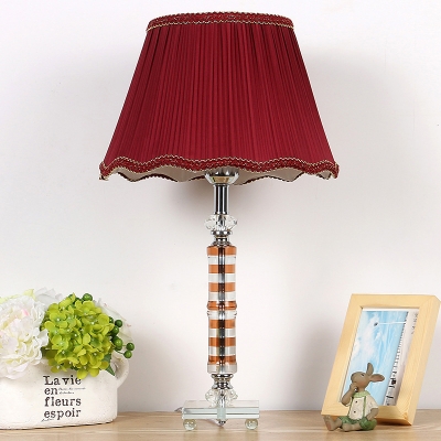 Modernist Cylindrical Table Lamp Hand-Cut Crystal 1 Head Reading Book Light in Red