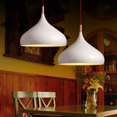 Nordic Dome Pendant Light in White Finish for Dining Room Kitchen Island Restaurant