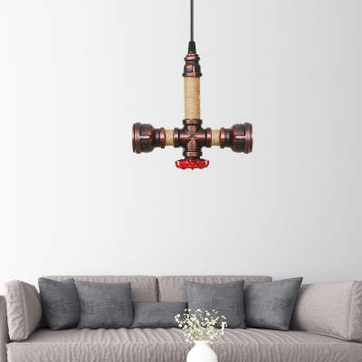 Piping Metal Ceiling Chandelier Antiqued 2-Bulb 8