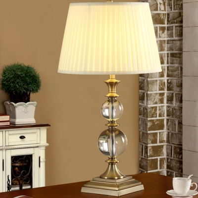 Spherical Nightstand Lamp Modernism Clear Crystal 1 Bulb Reading Book Light in Beige