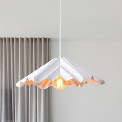 White Origami Cone Suspension Light Modern Nordic 1 Bulb Iron Hanging Pendant Lamp for Bedroom