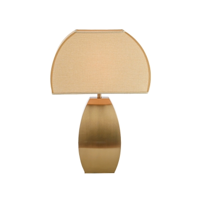 1 Head Curved Task Lighting Modernism Fabric Night Table Lamp in Gold for Bedroom