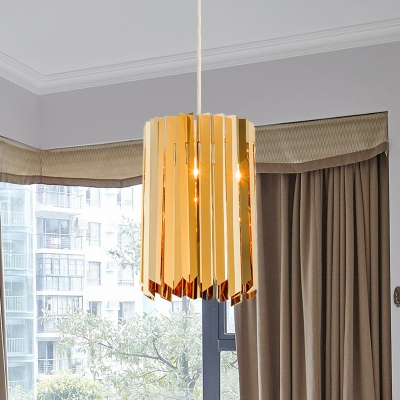 1 Light Bedroom Suspension Light Modernism Black/Chrome/Gold Hanging Light Kit with Cylinder Metal Shade
