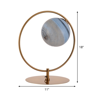 Closed Glass Spherical Nightstand Lamp Modernist 1 Bulb Reading Book Light in Gold