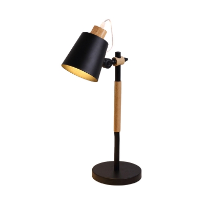 Contemporary 1 Bulb Task Lighting Black/White Flared Night Table Lamp with Metal Shade