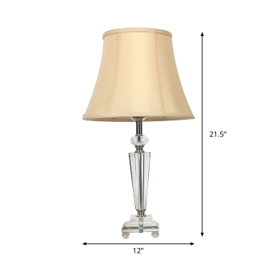 Contemporary 1 Head Reading Light Beige Trumpet Night Table Lamp with Fabric Shade