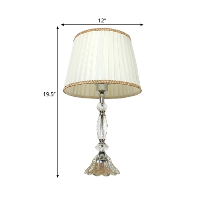 Contemporary 1 Head Study Lamp White Barrel Reading Book Light with Fabric Shade