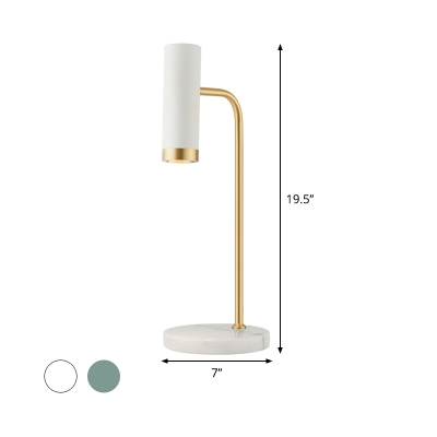 Cylinder Reading Light Contemporary Metal 1 Head White/Blue Nightstand Lamp with Rotating Node