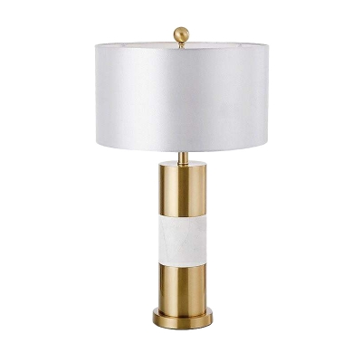 Cylindrical Reading Lamp Modern Fabric 1 Head White Task Lighting for Living Room