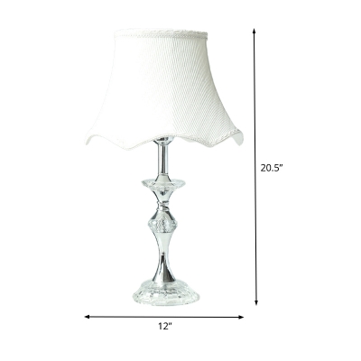Flare Table Light Modern Fabric 1 Head White Small Desk Lamp with Faux-Braided Detailing