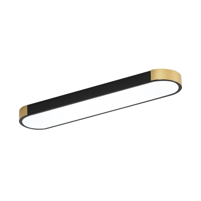 Metallic Slim Rectangle Flush Mount Minimalist LED Flush Light Fixture in White and Gold/Black and Gold
