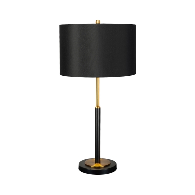 Straight Sided Shade Task Light Modernism Fabric 1 Bulb Small Desk Lamp in Black