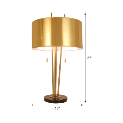 Tubular Task Lighting Contemporary Fabric 1 Bulb Gold Reading Book Light with Pull Chain
