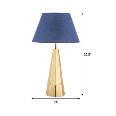 Wide Flare Nightstand Lamp Contemporary Fabric 1 Head Reading Book Light in Blue