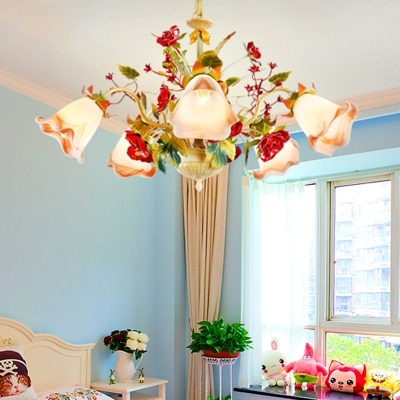 Yellow Bloom Chandelier Light Fixture Traditionalist Metal 5/8 Lights Dining Room Hanging Pendant