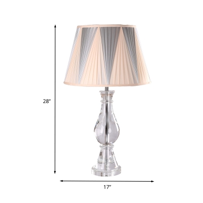 1 Bulb Urn-Shaped Nightstand Lamp Modernism Clear Crystal Reading Book Light in Beige